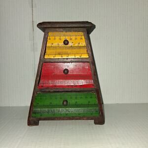 Jewelry Box Three Drawer Ruler Front Red Yellow Green Colorful Pyramid School